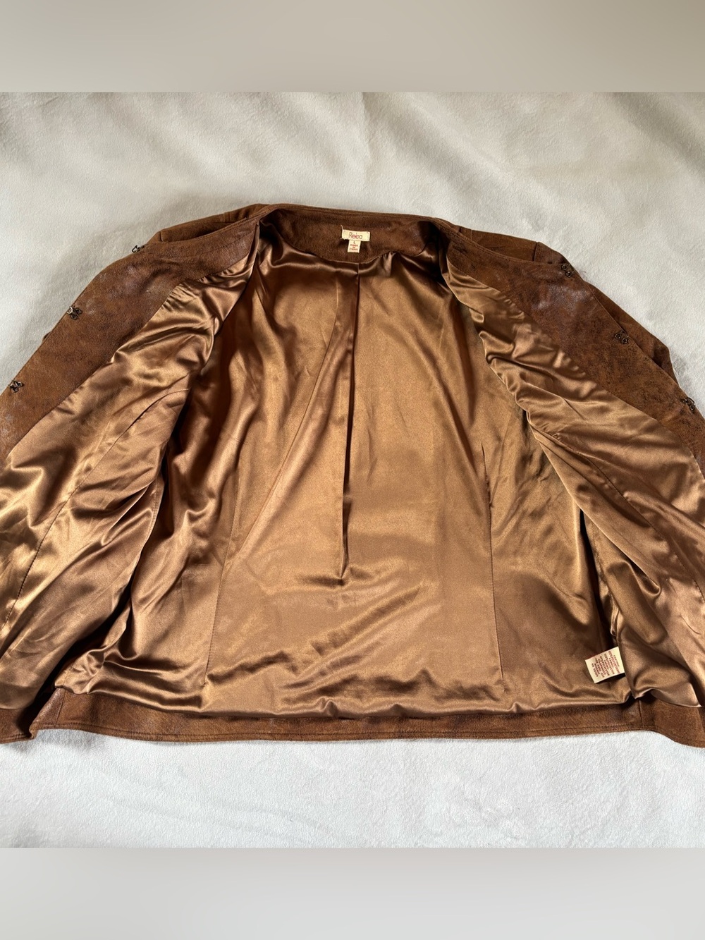 Reba Brown Faux Leather Jacket Western Embroidered Studded Boho L - Picture 7 of 14
